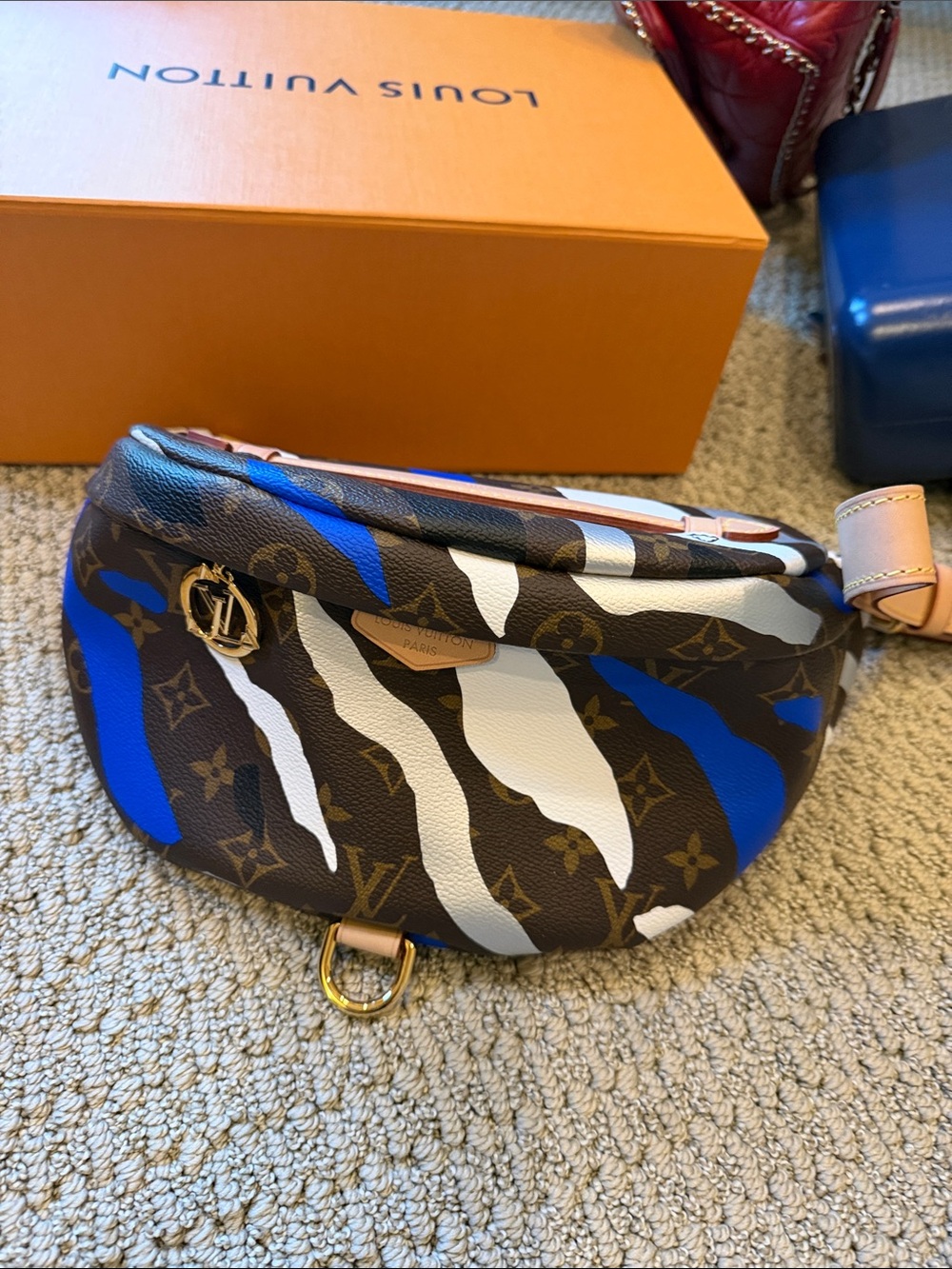 Louis Vuitton Monogram Crossbody Bumbag in Blue, White & Brown